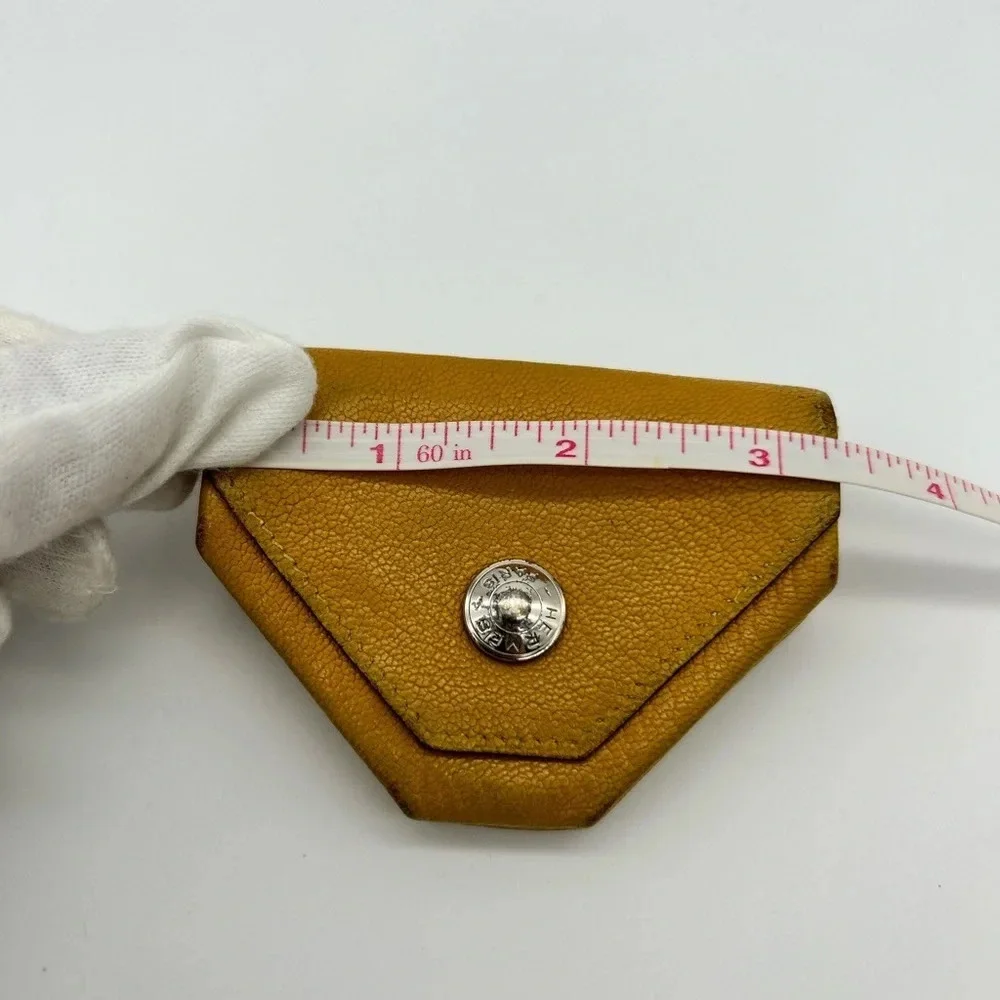 Auth HERMES Le Karan Yuit Coin Purse Yellow Leather F in Square (2002) Rare - Picture 11 of 12